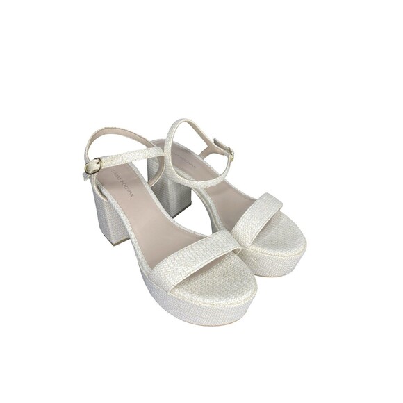 Stuart Weitzman US Size 9 39.5 Dancer Mid Block Platform Sanda White - Picture 1 of 11